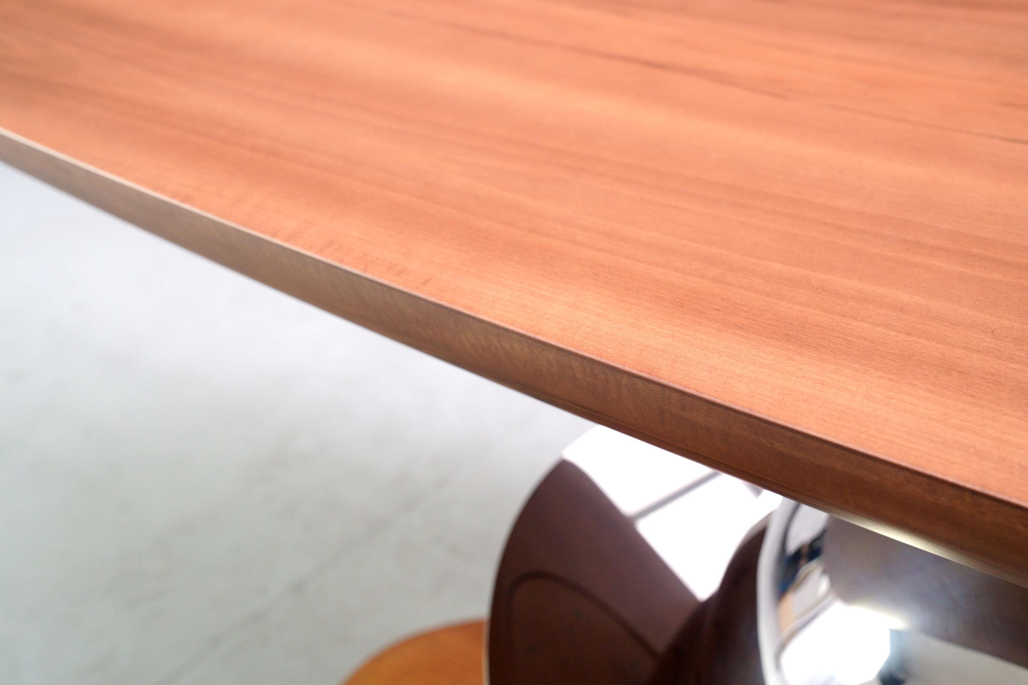 Sculptural Console Table, Walnut Wood and Polished Mirror Steel Limited Edition For Sale 5