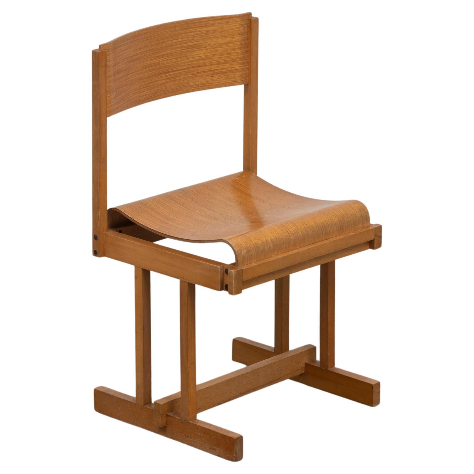 Sculptural Constructivist 1970s Wood Italian Desk Chair 