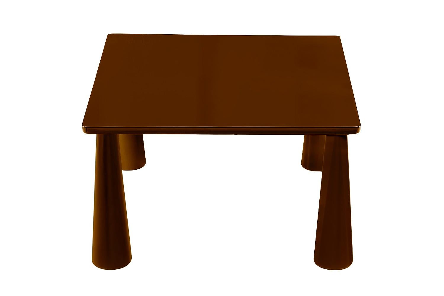 Postmoderne Table de salle à manger sculpturale contemporaine laquée marron Trance en vente