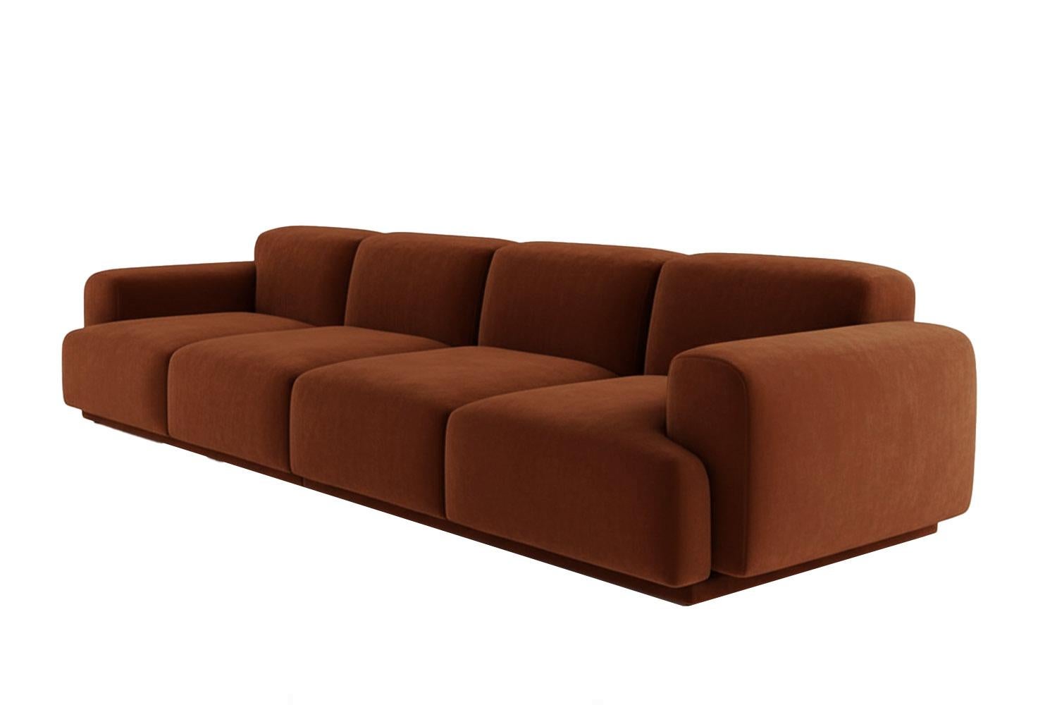 Escultural Sofá Modular Contemporáneo de Terciopelo Marrón Abundancia Moderno en venta