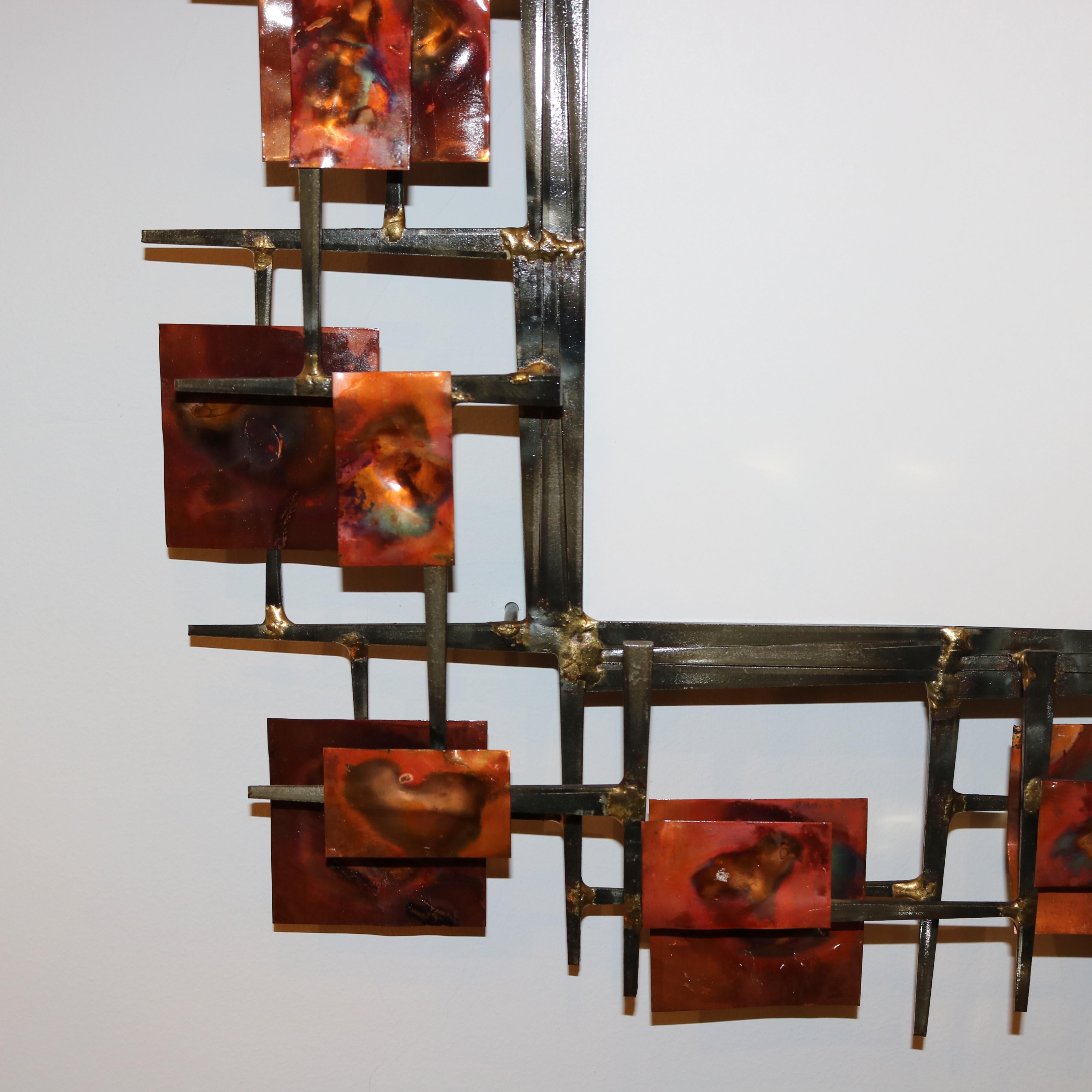 Métal Miroir sculptural Contemporary Brutalist en vente