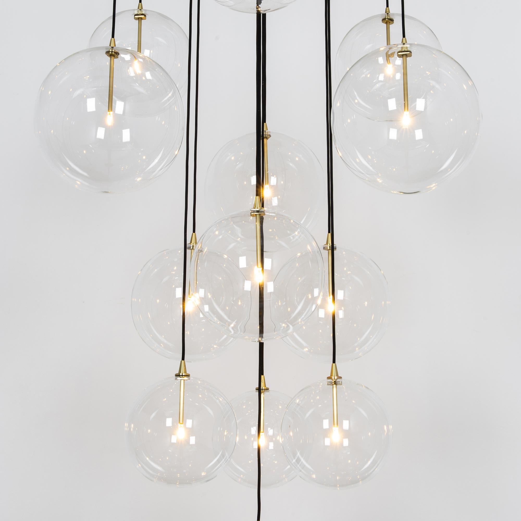 Cluster 13 Mix Brass Chandelier by Schwung 10