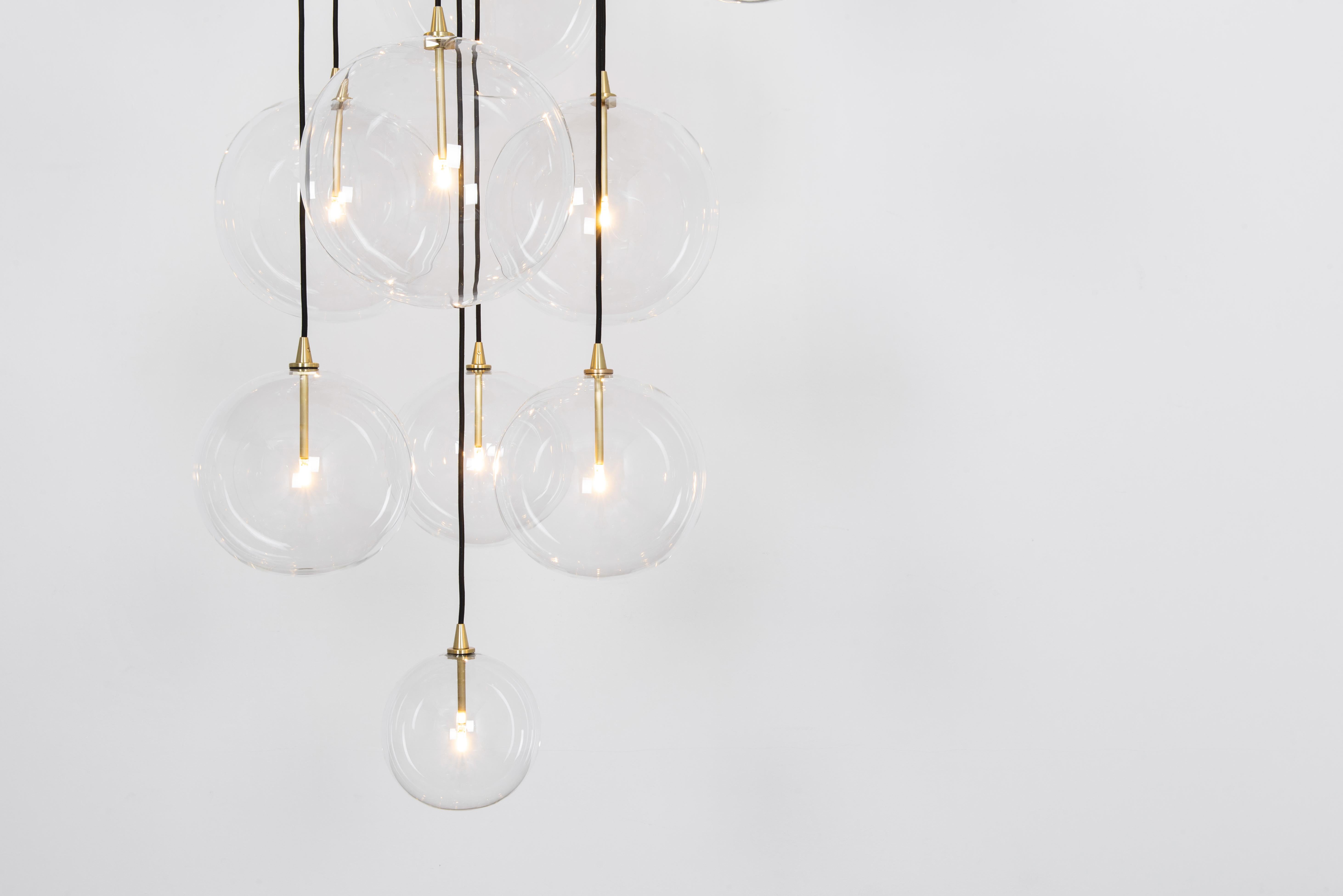 Contemporary Cluster 13 Mix Brass Chandelier by Schwung