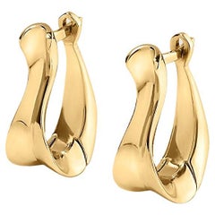 Sculptural Contemporary Couture 18K Yellow Gold Huggie Hoop Small Earrings