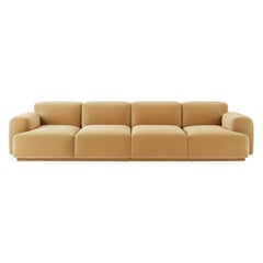 Sculptural Contemporary Creme Velvet Modular Sofa Abundancia