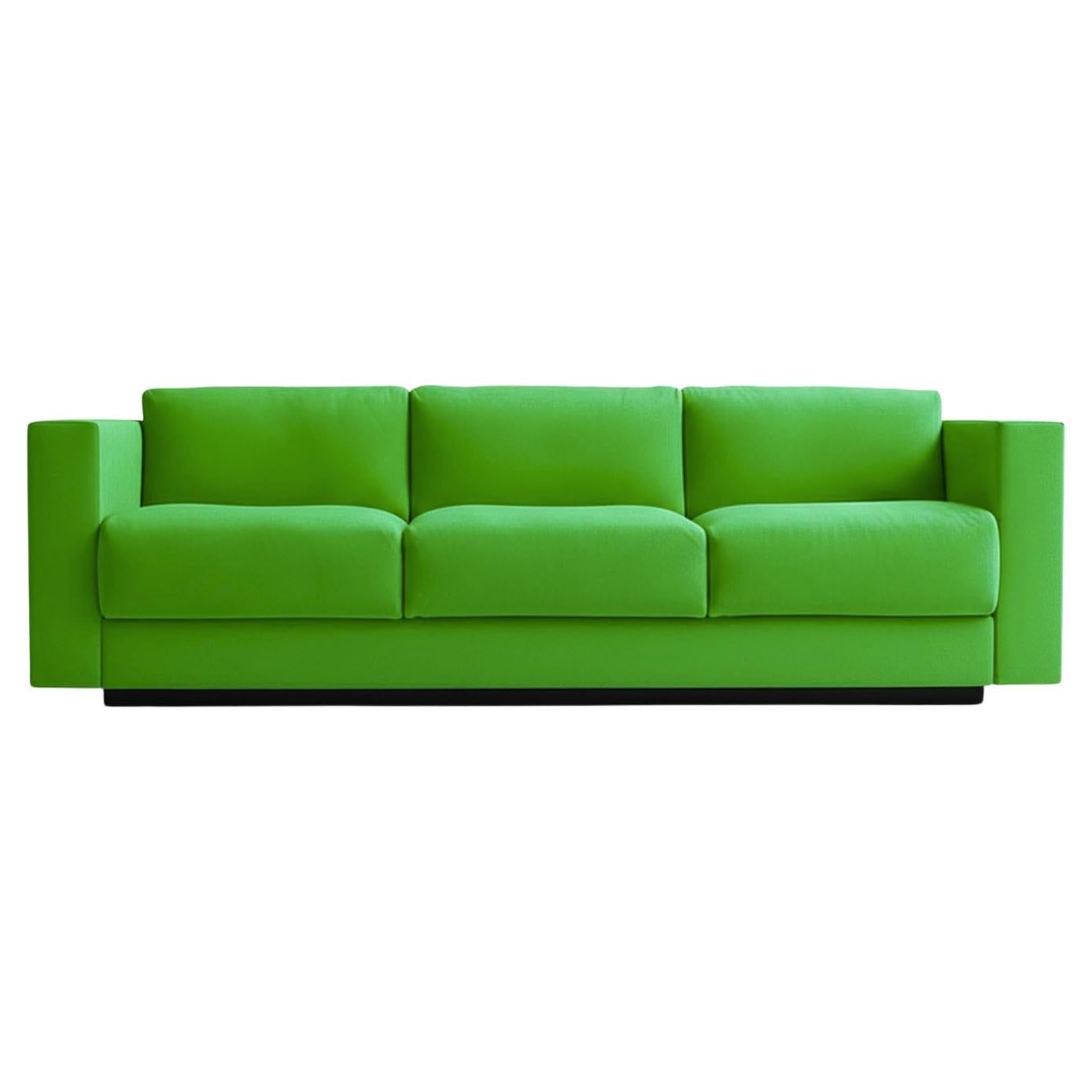 Sculptural Contemporary Emerald Green Velvet Sofa Revolución