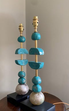 Sculptural, Contemporary, European PARIS Table Lamps, Turquoise by Margit Wittig