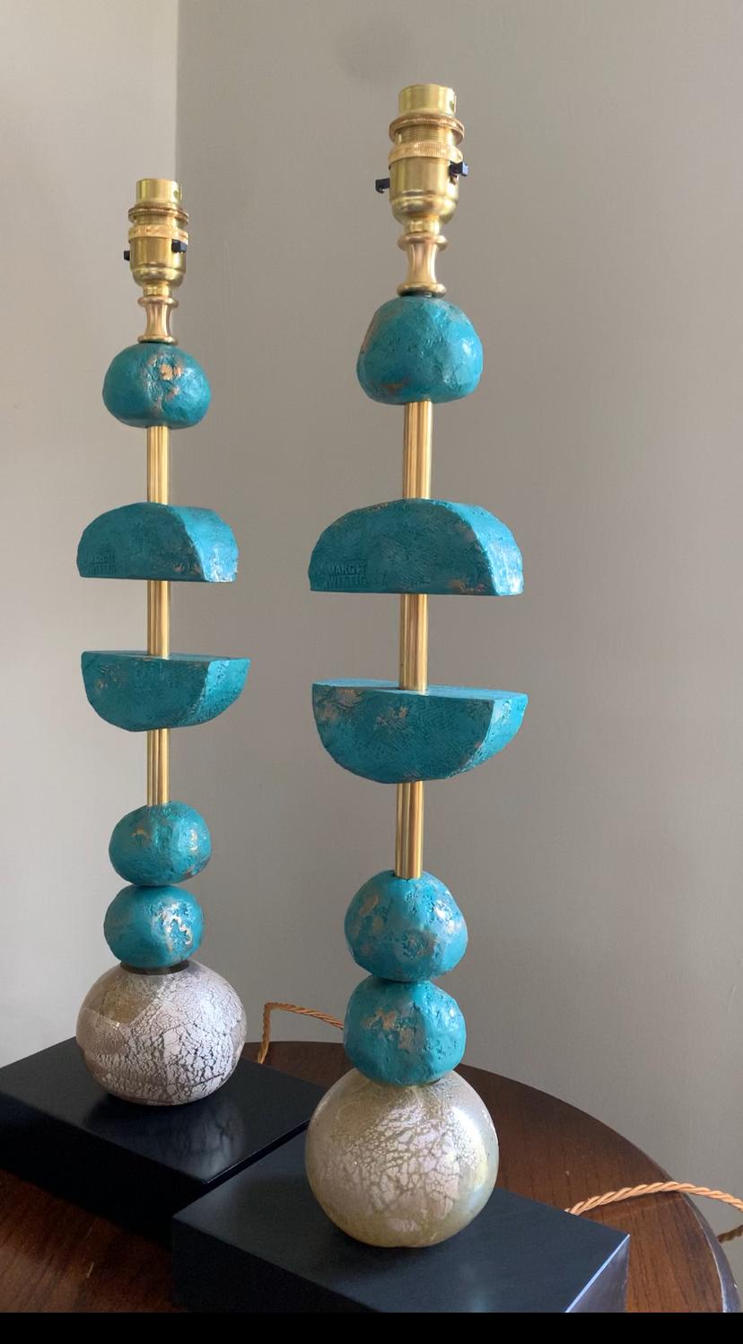 Modern Sculptural, Contemporary, European PARIS Table Lamps, Turquoise by Margit Wittig For Sale