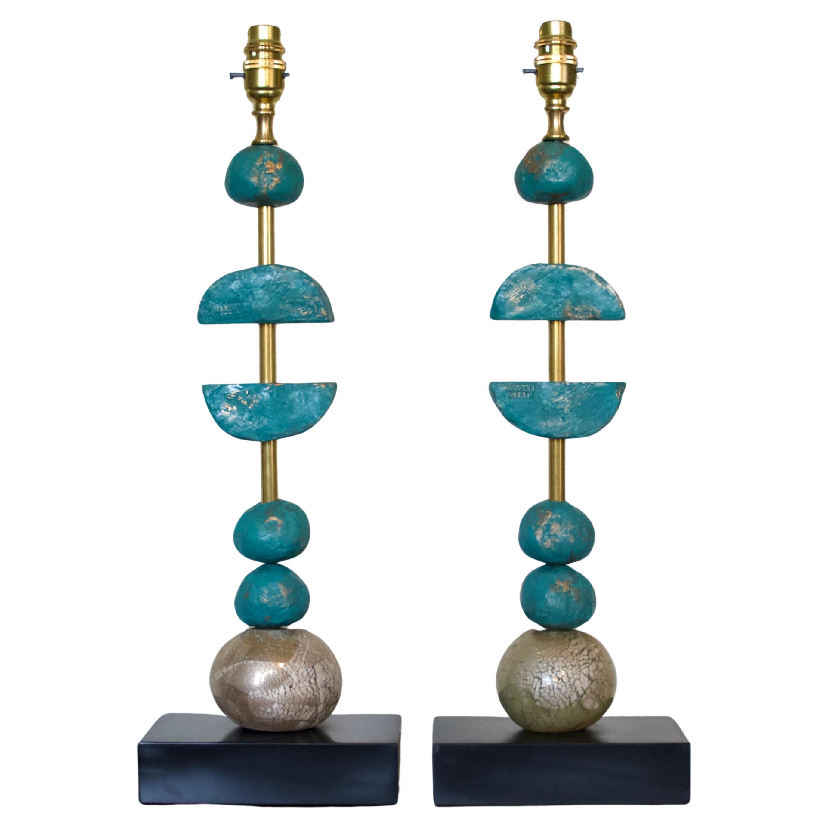 Sculpturale, contemporaine, européenne Lampes de table PARIS, Turquoise par Margit Wittig