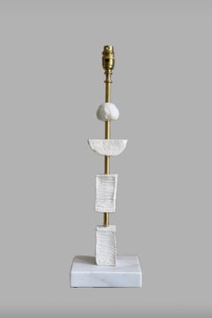 Sculptural Contemporary English 'Synergy' Table Lamp, White on Marble Base