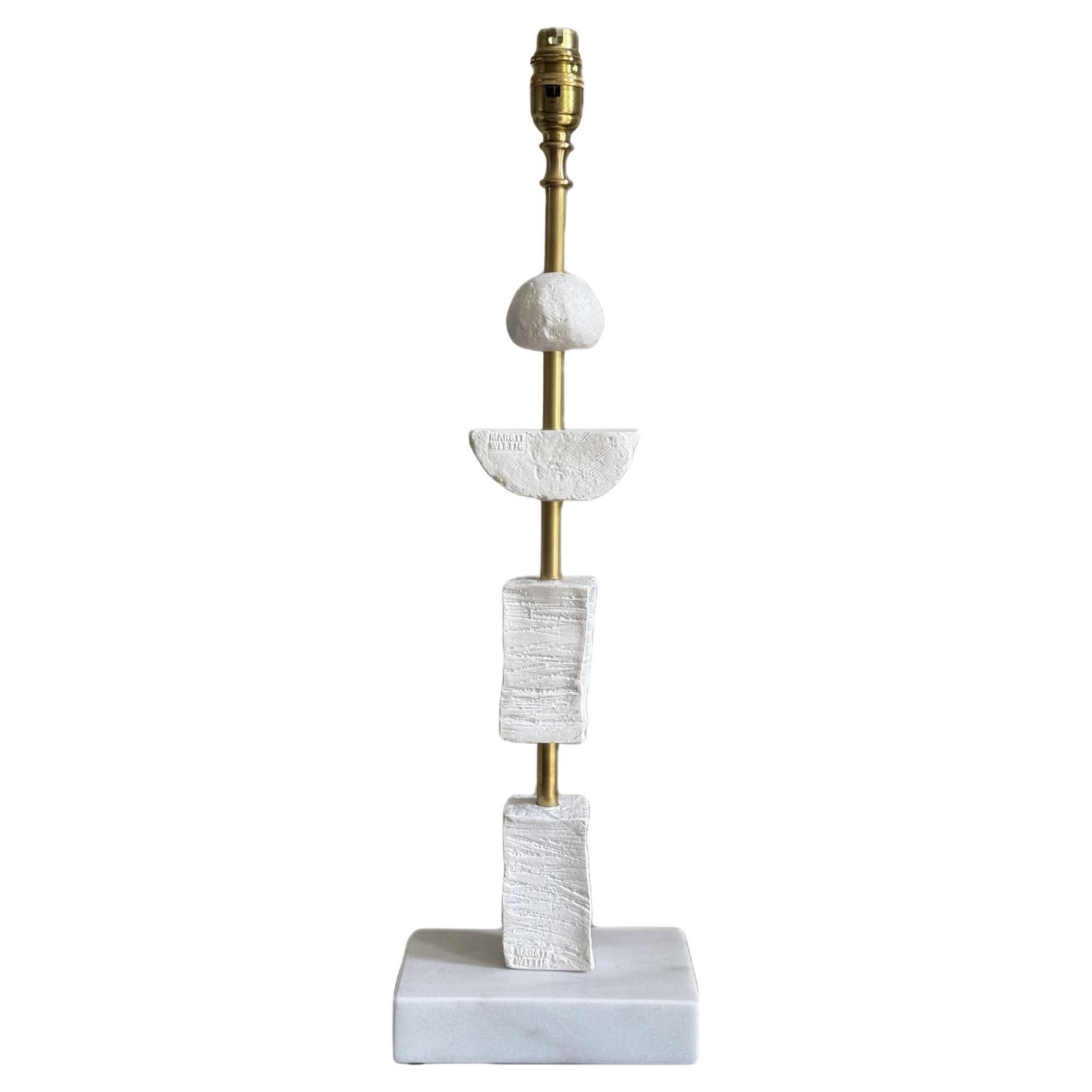 Sculptural Contemporary European 
Synergy
 Table Lamp, White on Marble Base For Sale