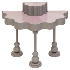 Console française contemporaine sculpturale en fer forgé et verre fusionné