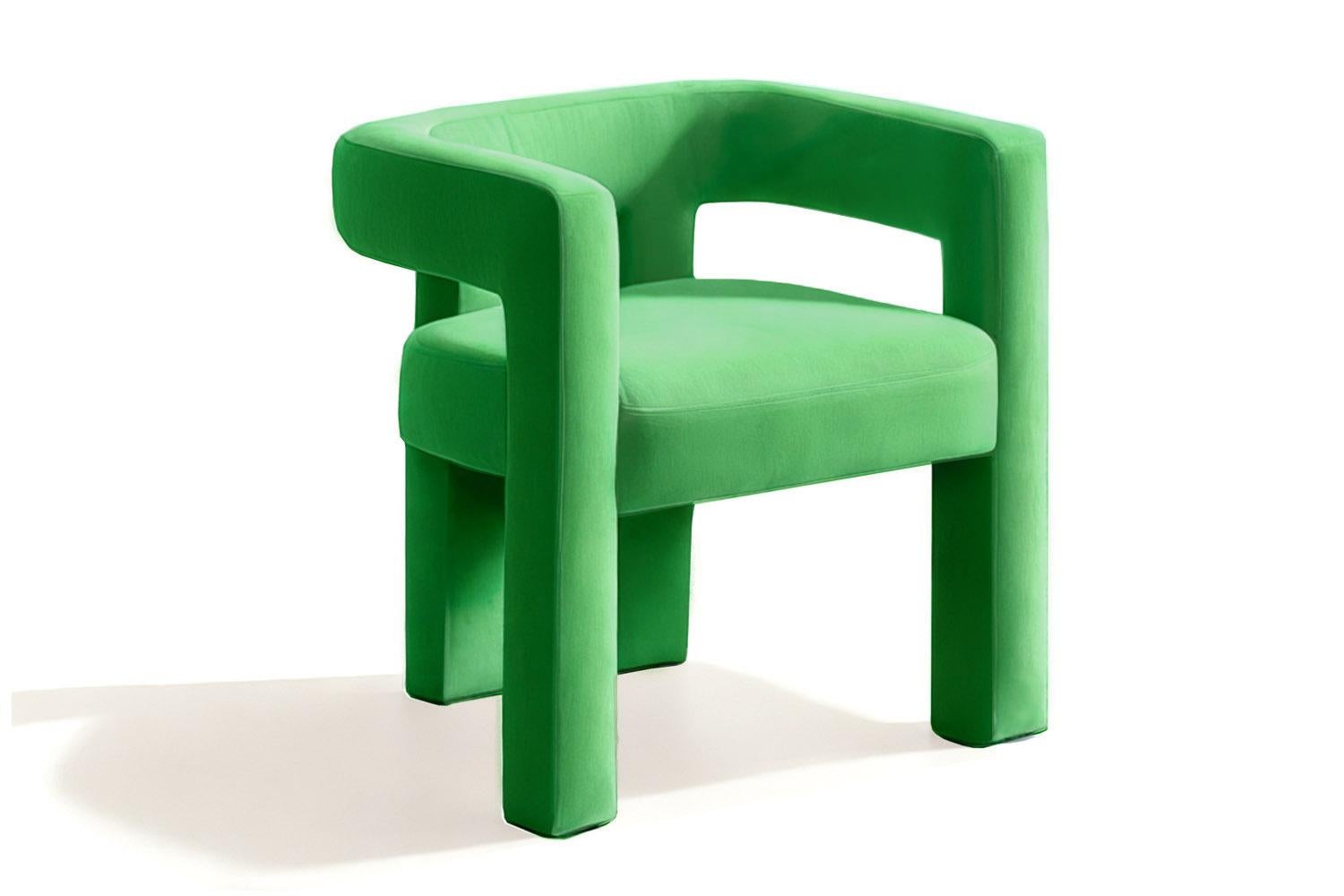 The Brutal Armchair is a celebration of radical form and unapologetic presence. With its chunky silhouette, bold cylindrical legs, and striking cut-out backrest, it fuses brutalist architecture with soft, inviting tactility. The result is a
