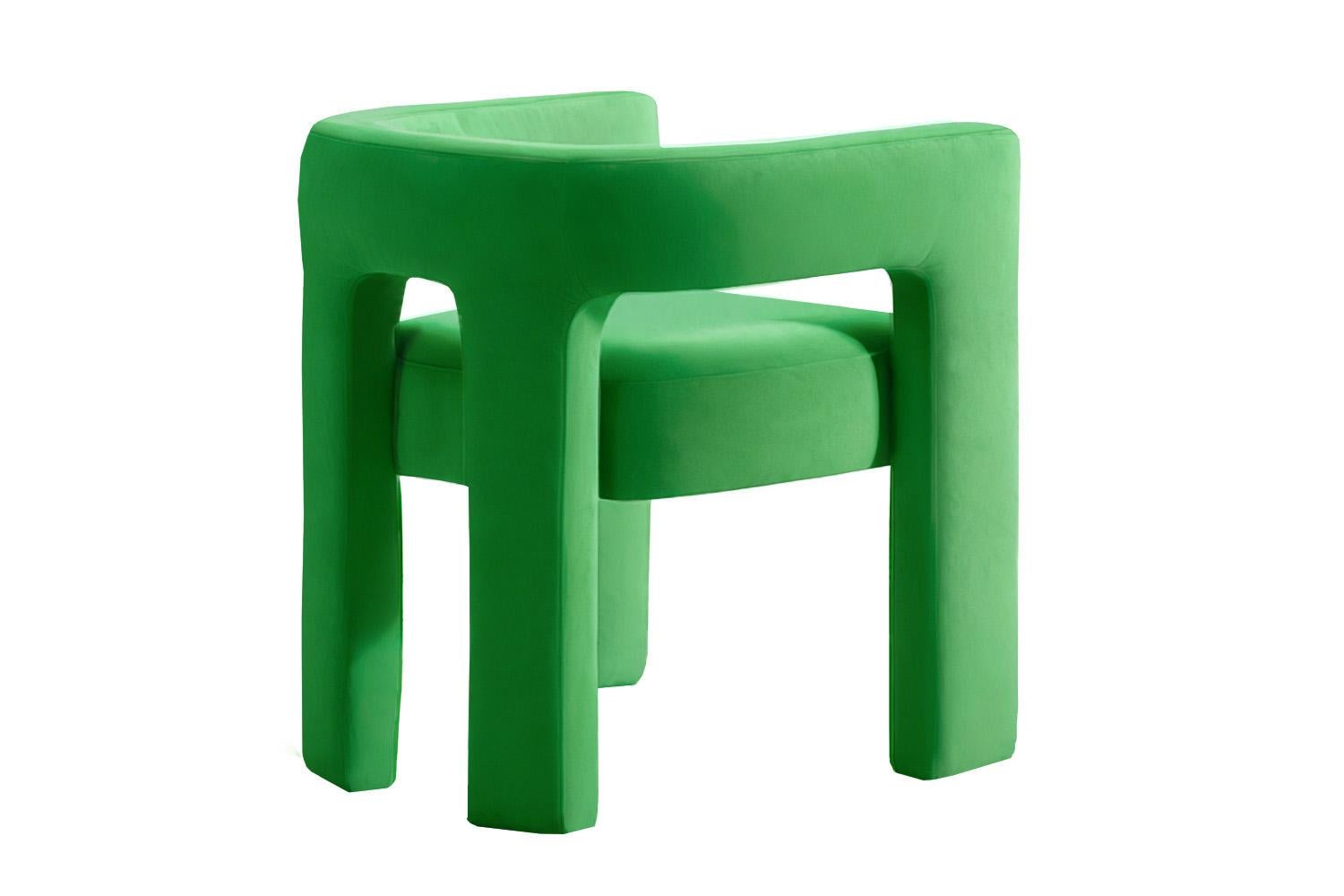 Post-Modern Sculptural Contemporary Green Velvet Armchair Brutal For Sale