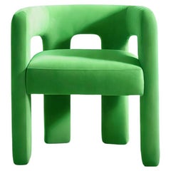 Sculptural Contemporary Green Velvet Armchair Brutal