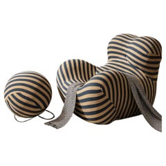 Sculptural Contemporary Italian Lounge Chair with Graphic Upholstery