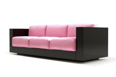 Sculptural Contemporary Pink Velvet and Black Lacquered Sofa Revolución
