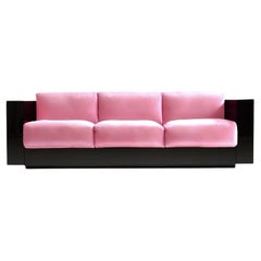 Sculptural Contemporary Pink and Black Velvet Lacquered Sofa Revolución
