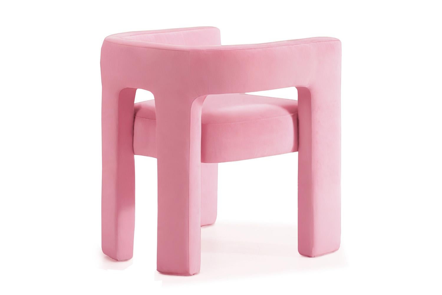 Post-Modern Sculptural Contemporary Pink Velvet Armchair Brutal For Sale