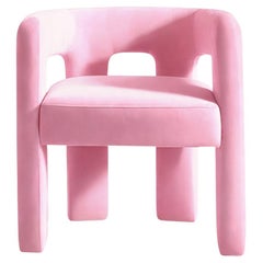 Sculptural Contemporary Pink Velvet Armchair Brutal