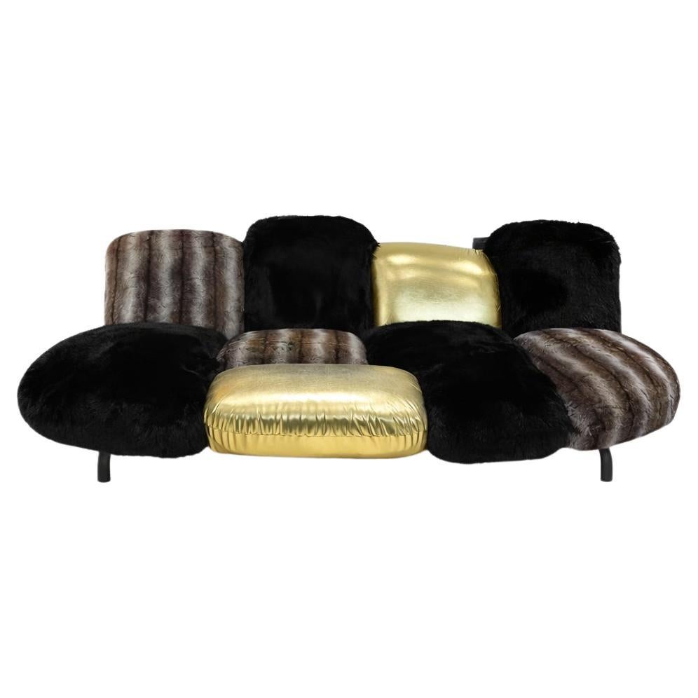 Sculptural Contemporary Sofa in Velvet and Plush Upholstery For Sale