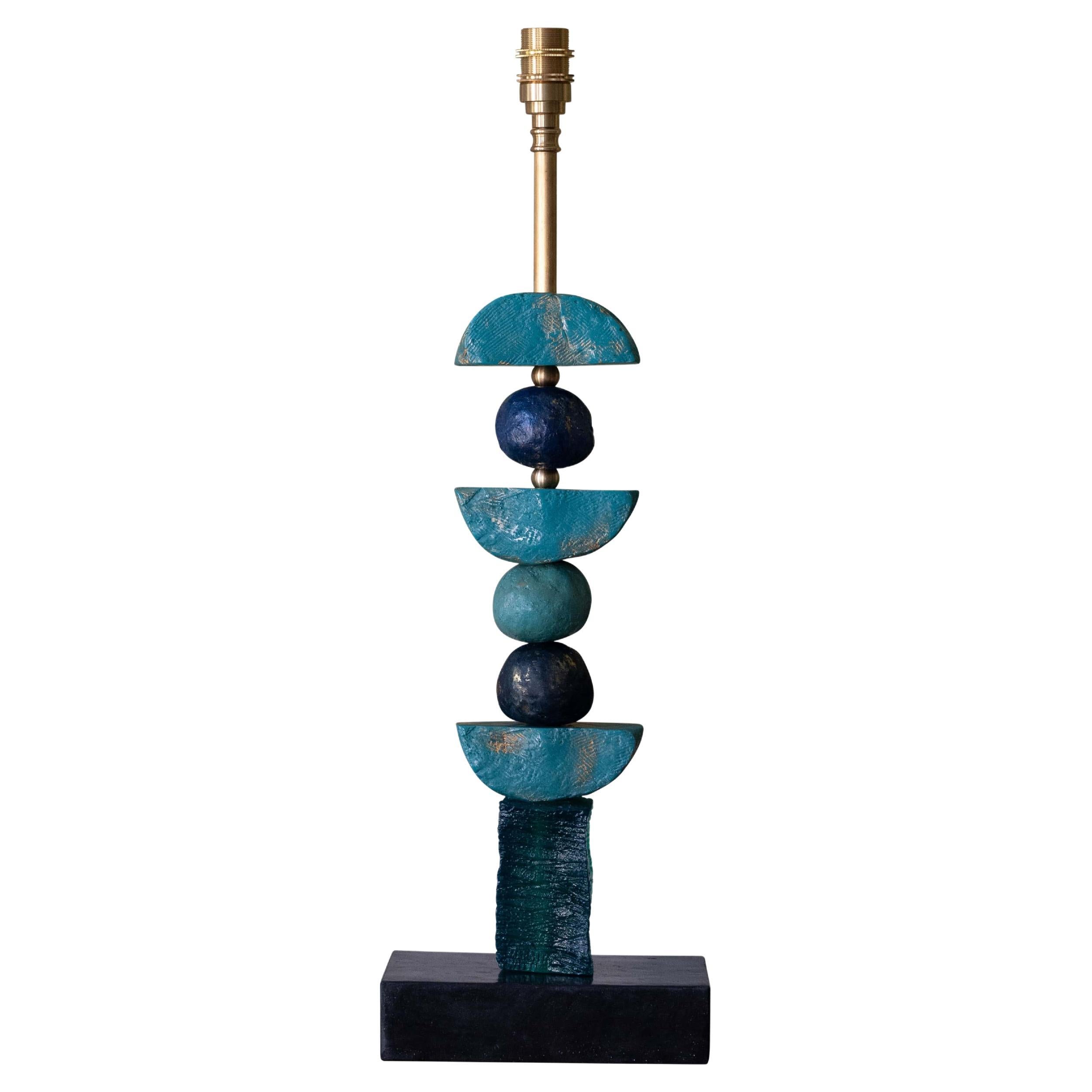 Lampe de table contemporaine sculpturale, bleue, verte et sarcelle de Margit Wittig en vente
