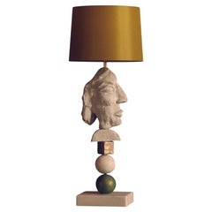 Sculptural, Contemporary Table Lamp 'Dora' In White, 22ct Moon Gold, Marble Base