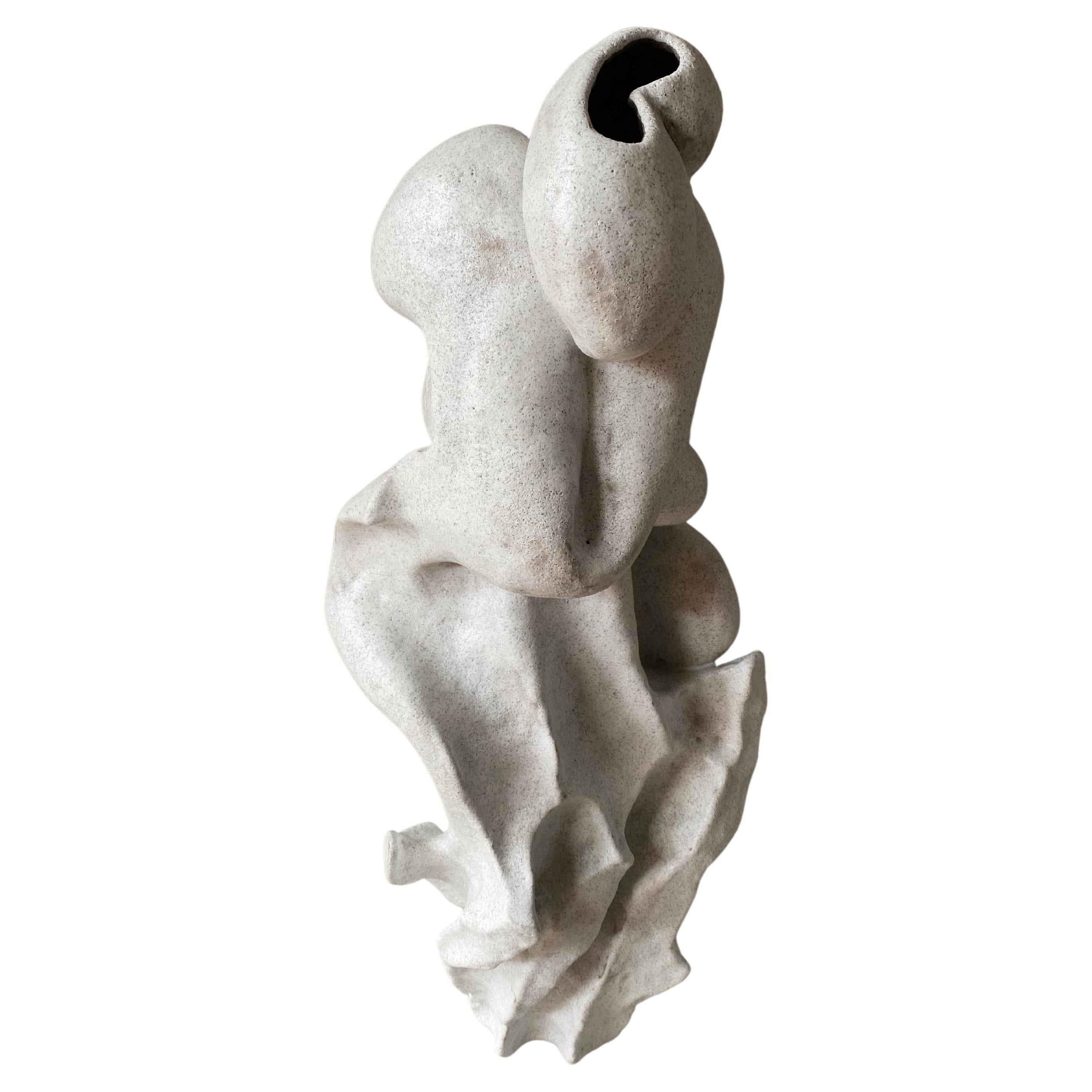 Sculptural Contemporary Glazed Chamotte Vase Ephemeral VI by Voznicki
