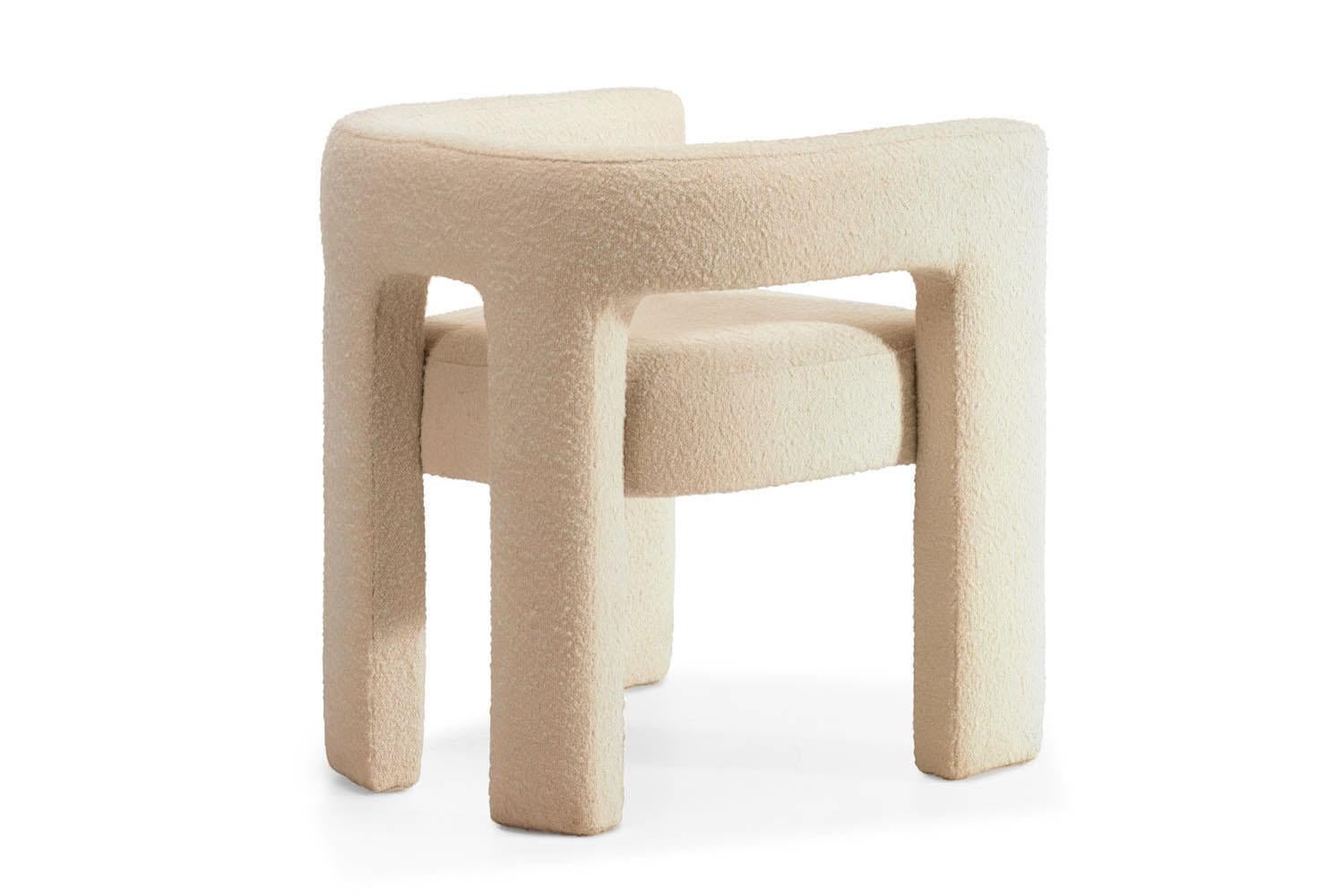 Post-Modern Postmodern Memphis Style White Bouclé Armchair Brutal For Sale