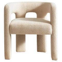 Sculptural Contemporary White Bouclé Armchair Brutal