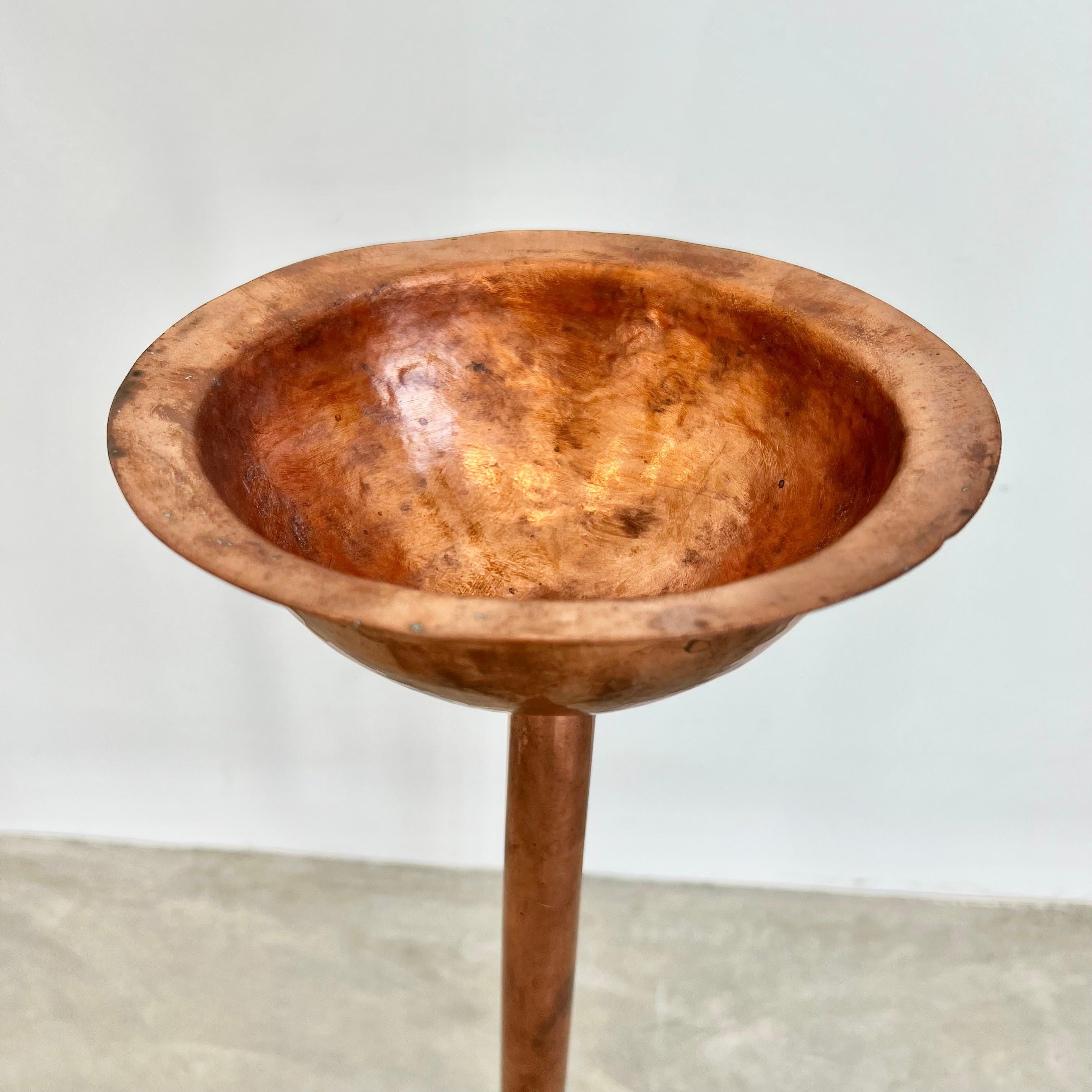 French Sculptural Copper and Brass Standing Catchall, 1960s France