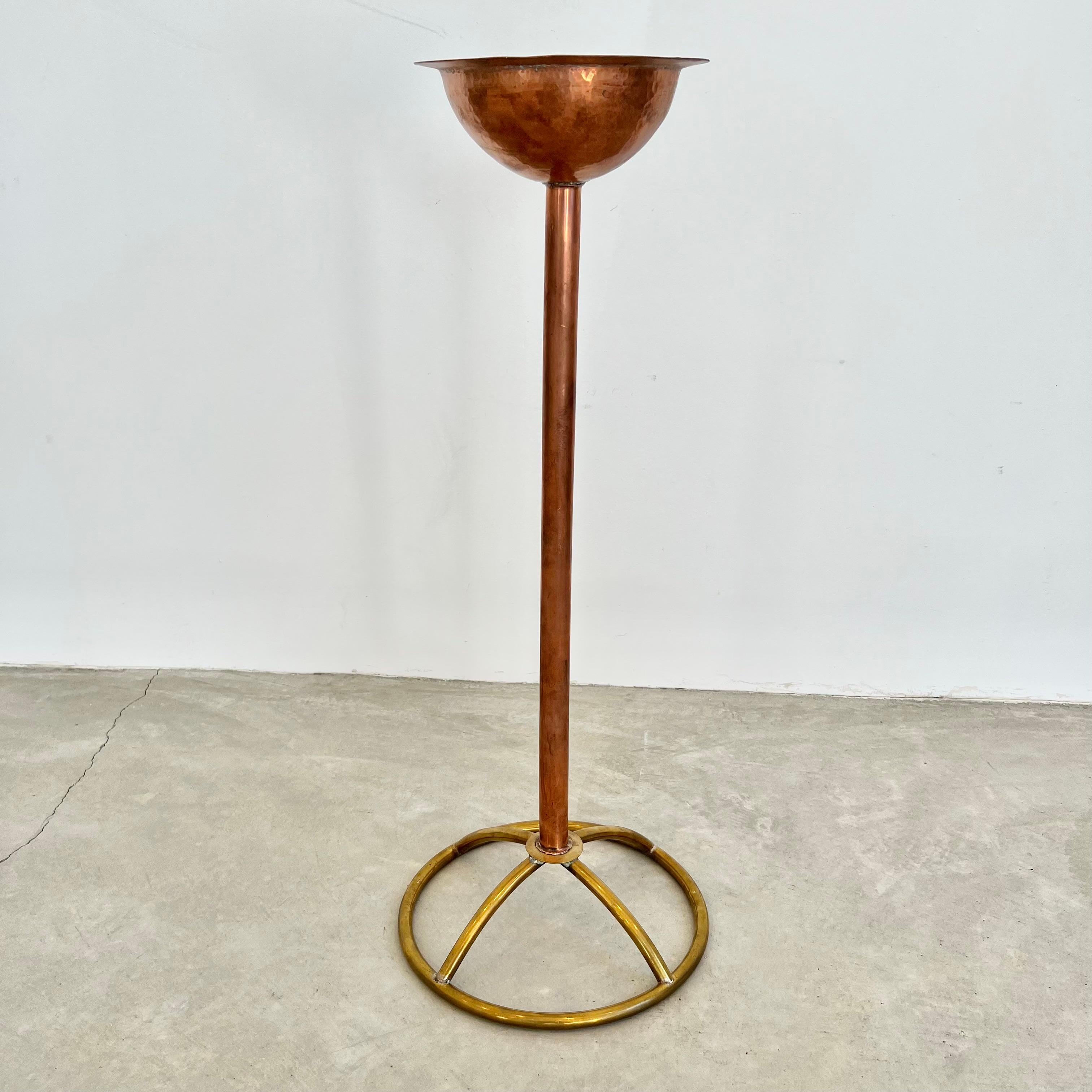 Sculptural Copper and Brass Standing Catchall, 1960s France 3