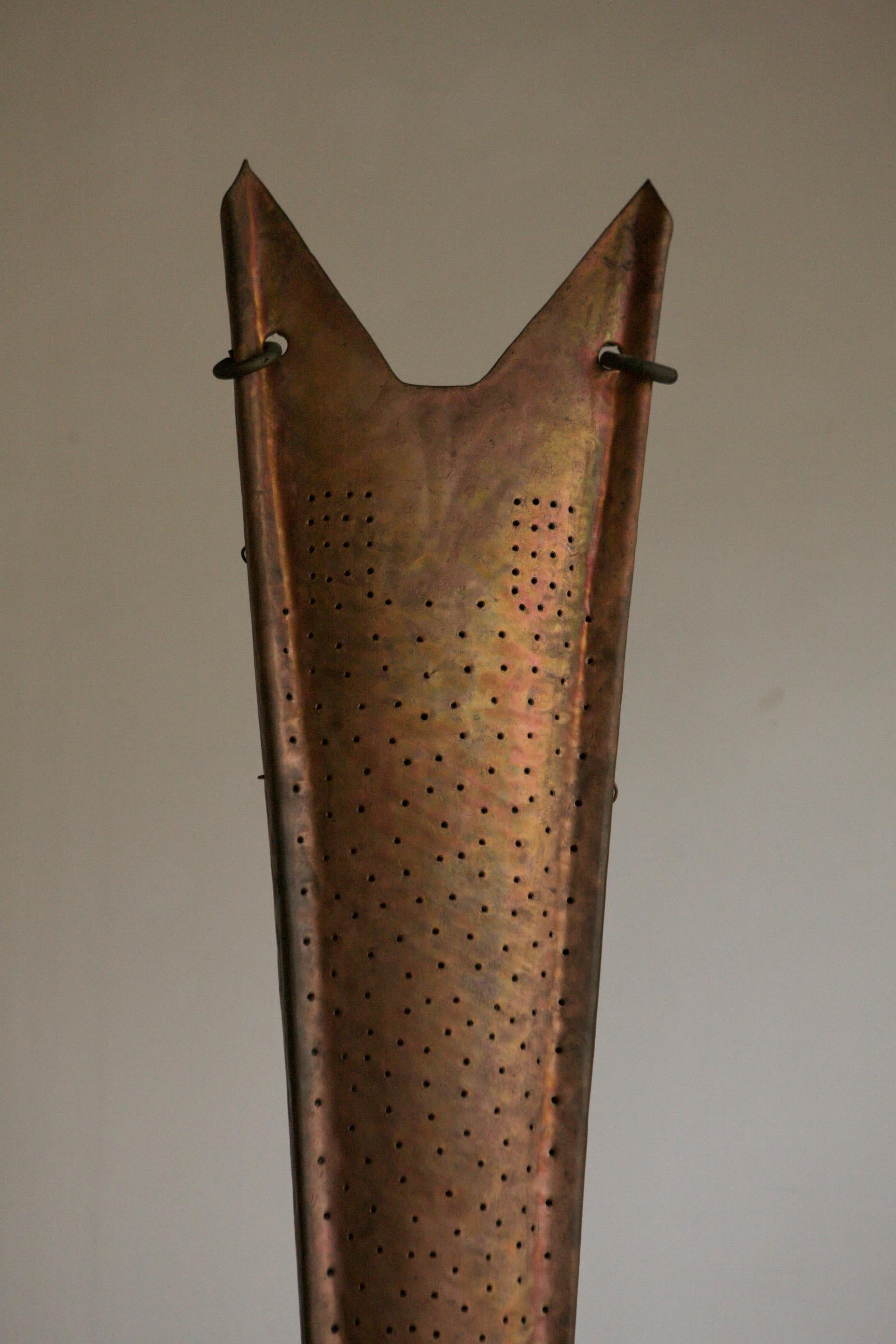French Sculptural Copper Brutalist Floor Lamp For Sale