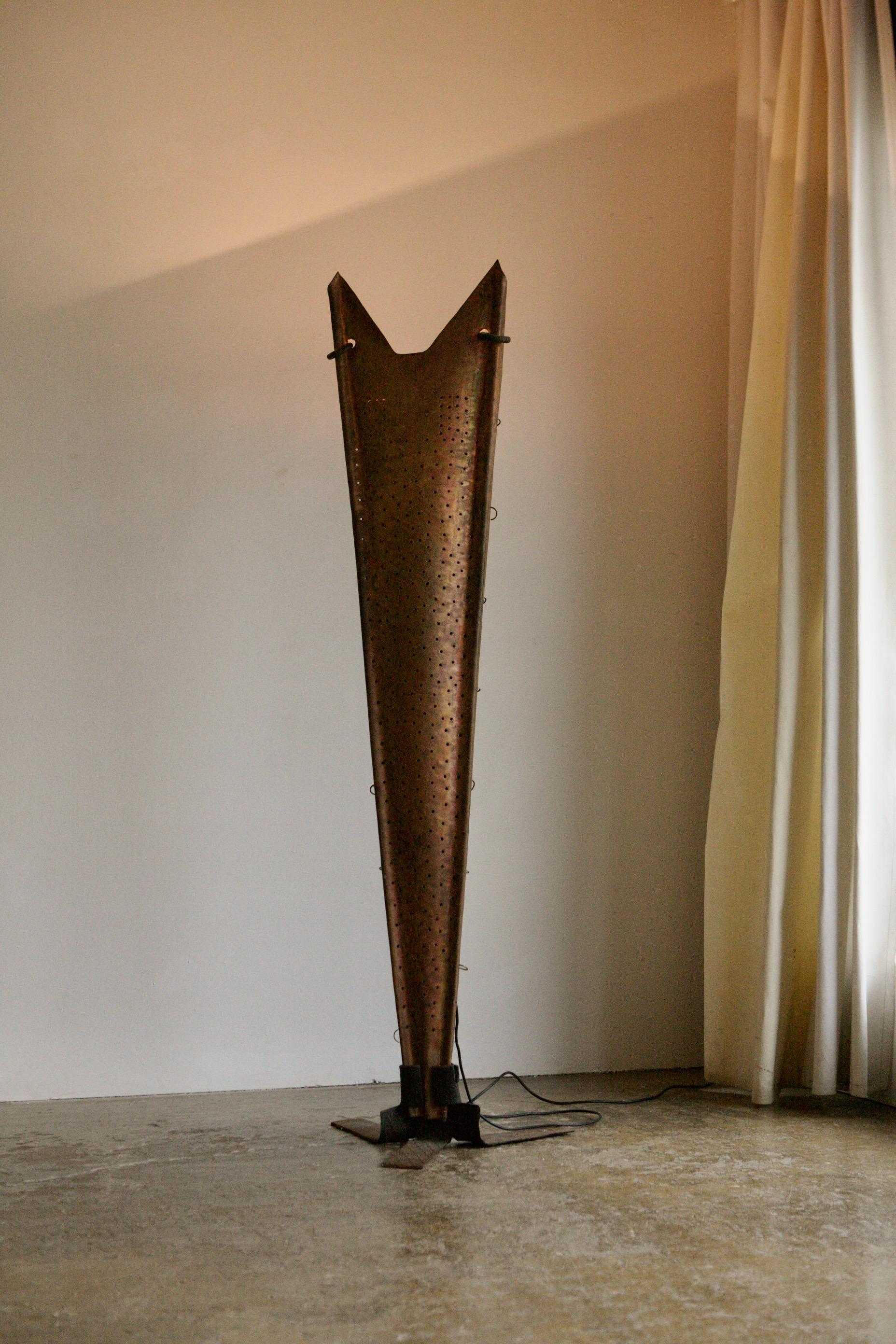 Sculptural Copper Brutalist Floor Lamp For Sale 3