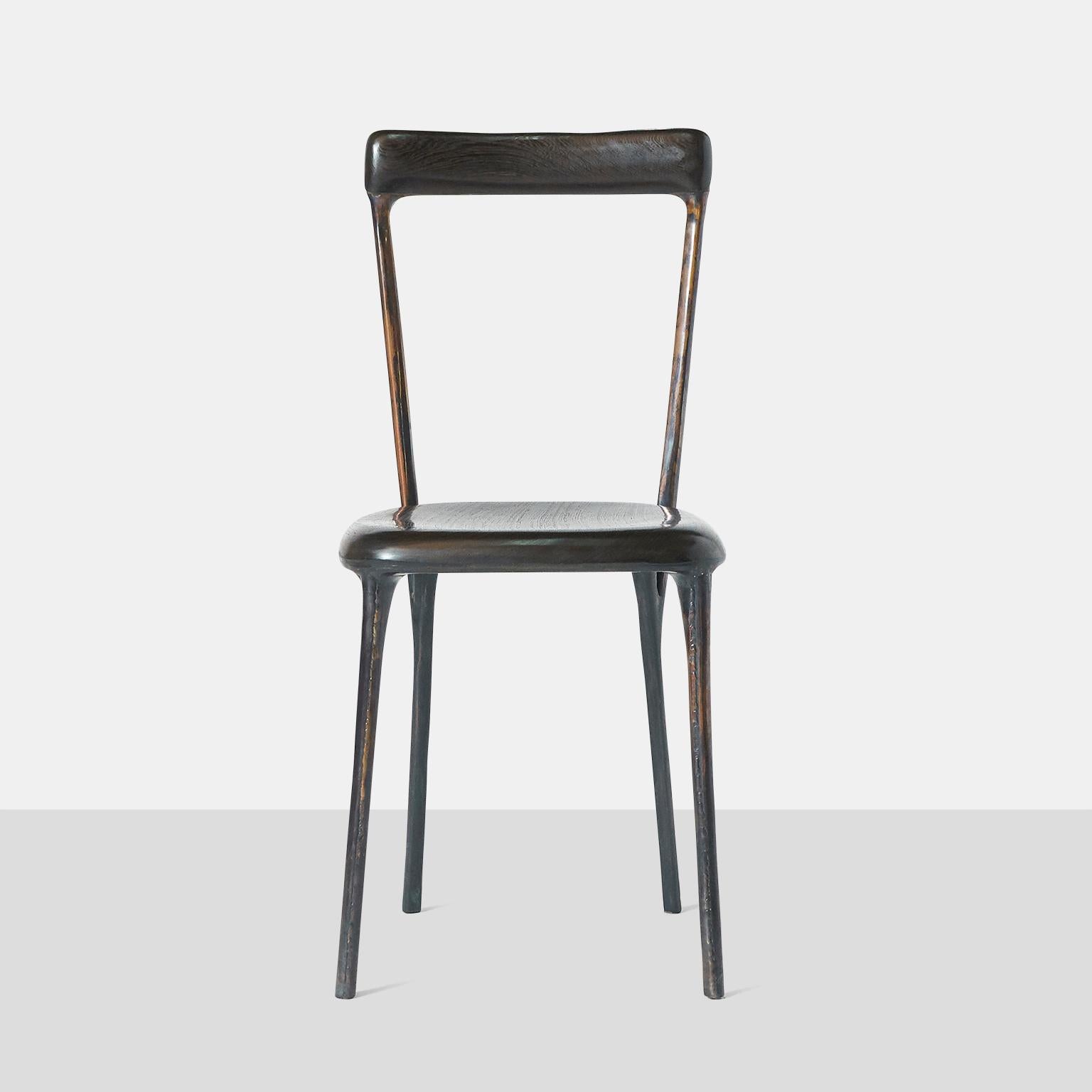 Moderne Chaise d'appoint sculpturale en cuivre et wengé de Valentin Loellmann en vente