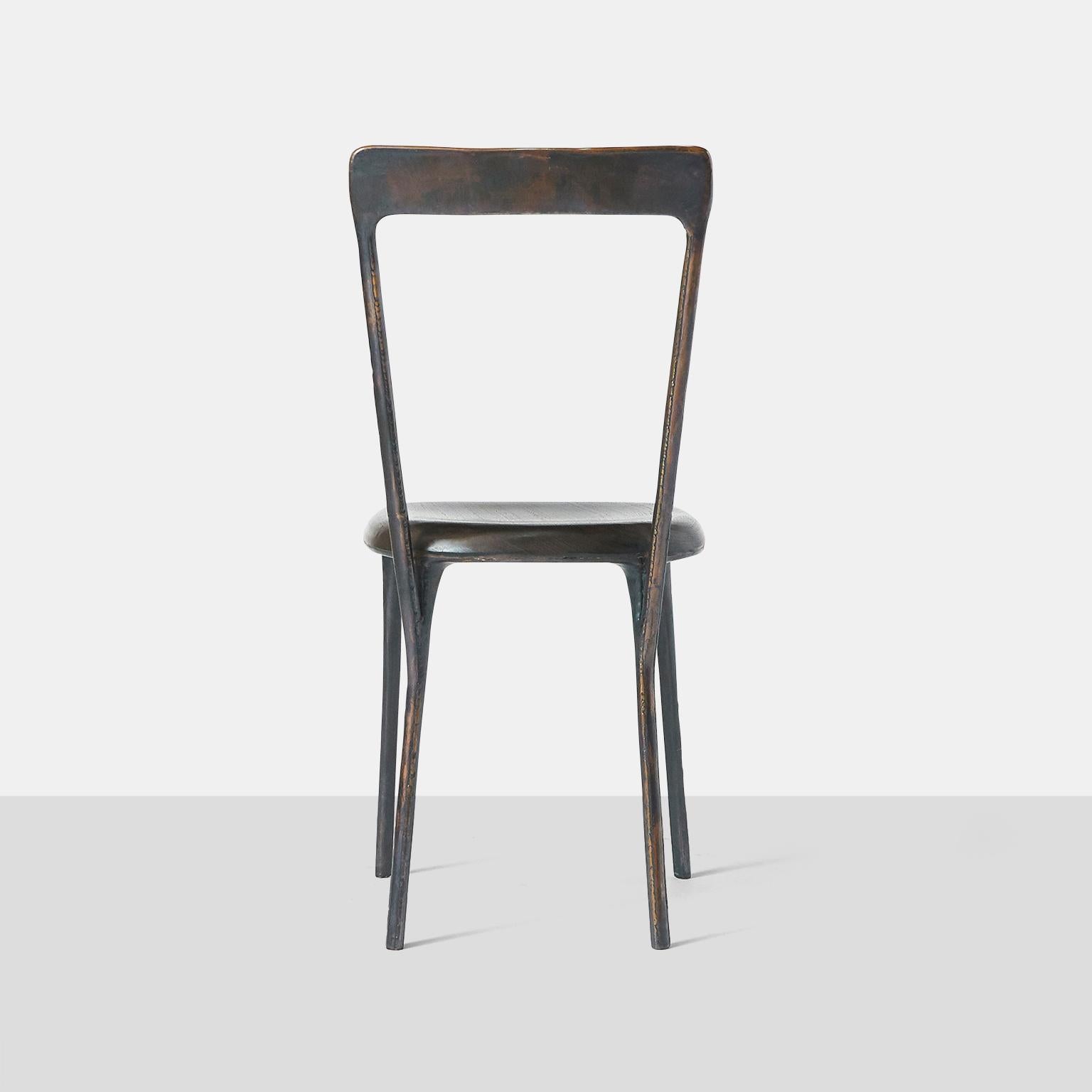 Dutch Sculptural Copper & Wenge Side Chair by Valentin Loellmann For Sale