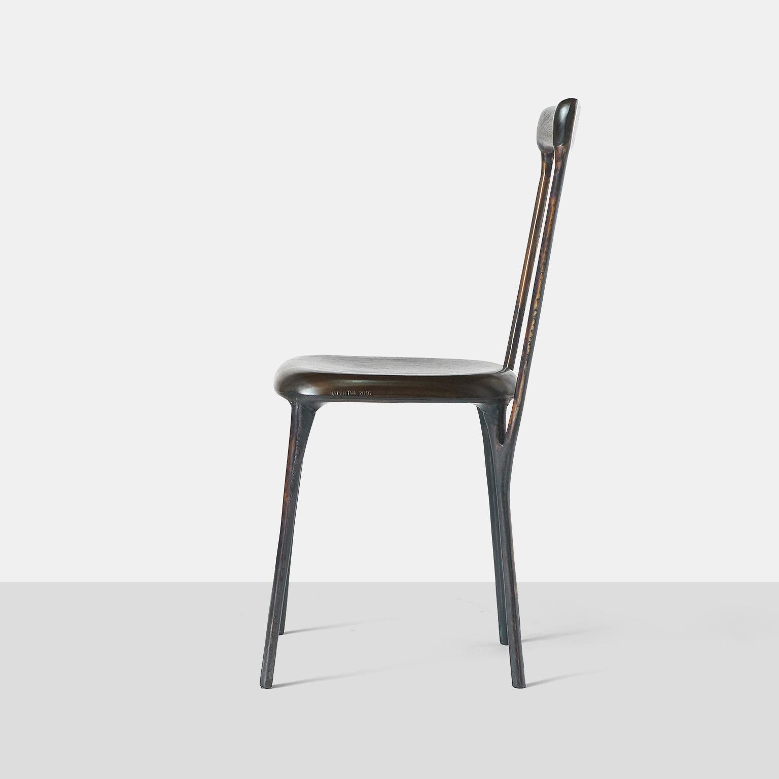 Chaise d'appoint sculpturale en cuivre et wengé de Valentin Loellmann Bon état - En vente à San Francisco, CA