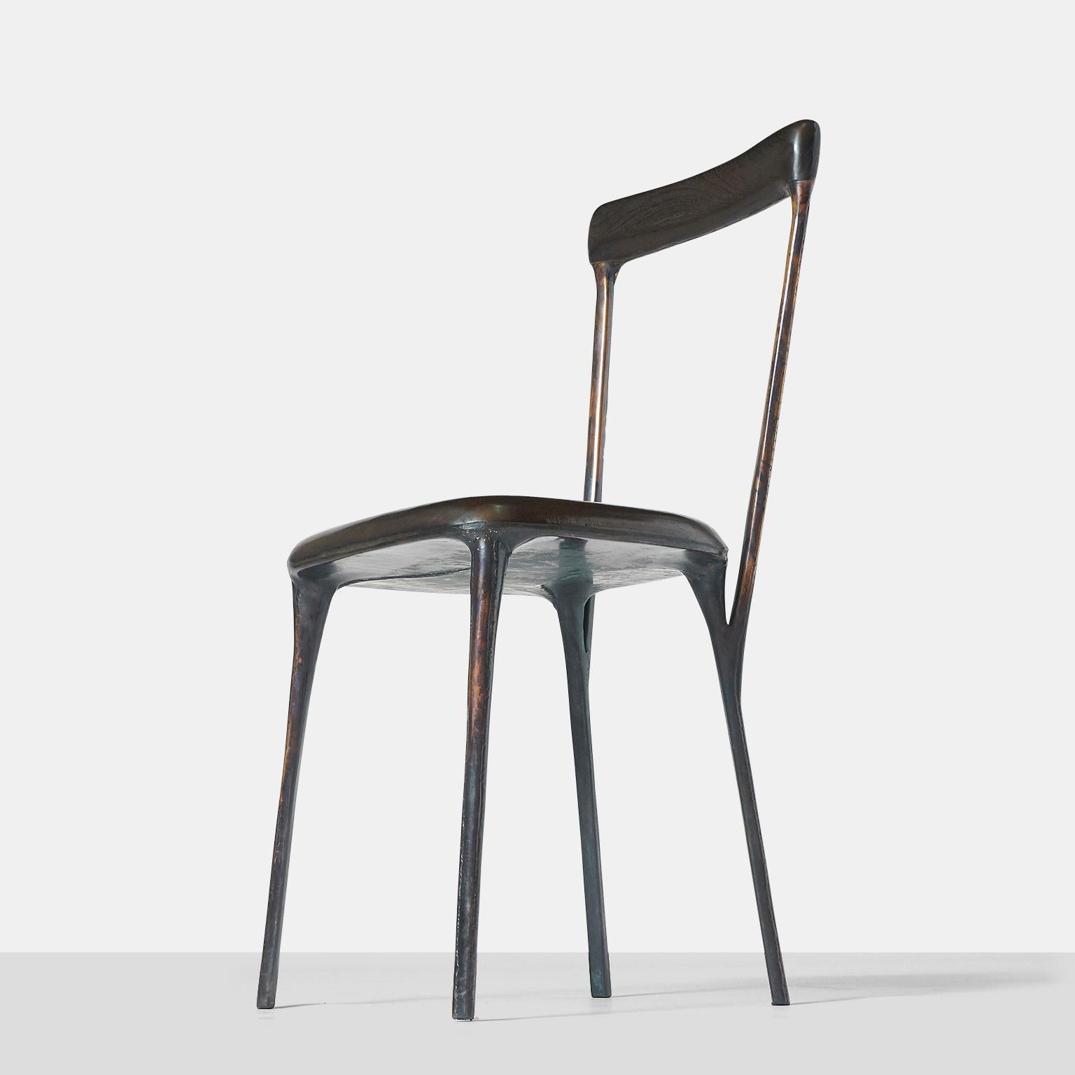 Contemporary Sculptural Copper & Wenge Side Chair by Valentin Loellmann For Sale