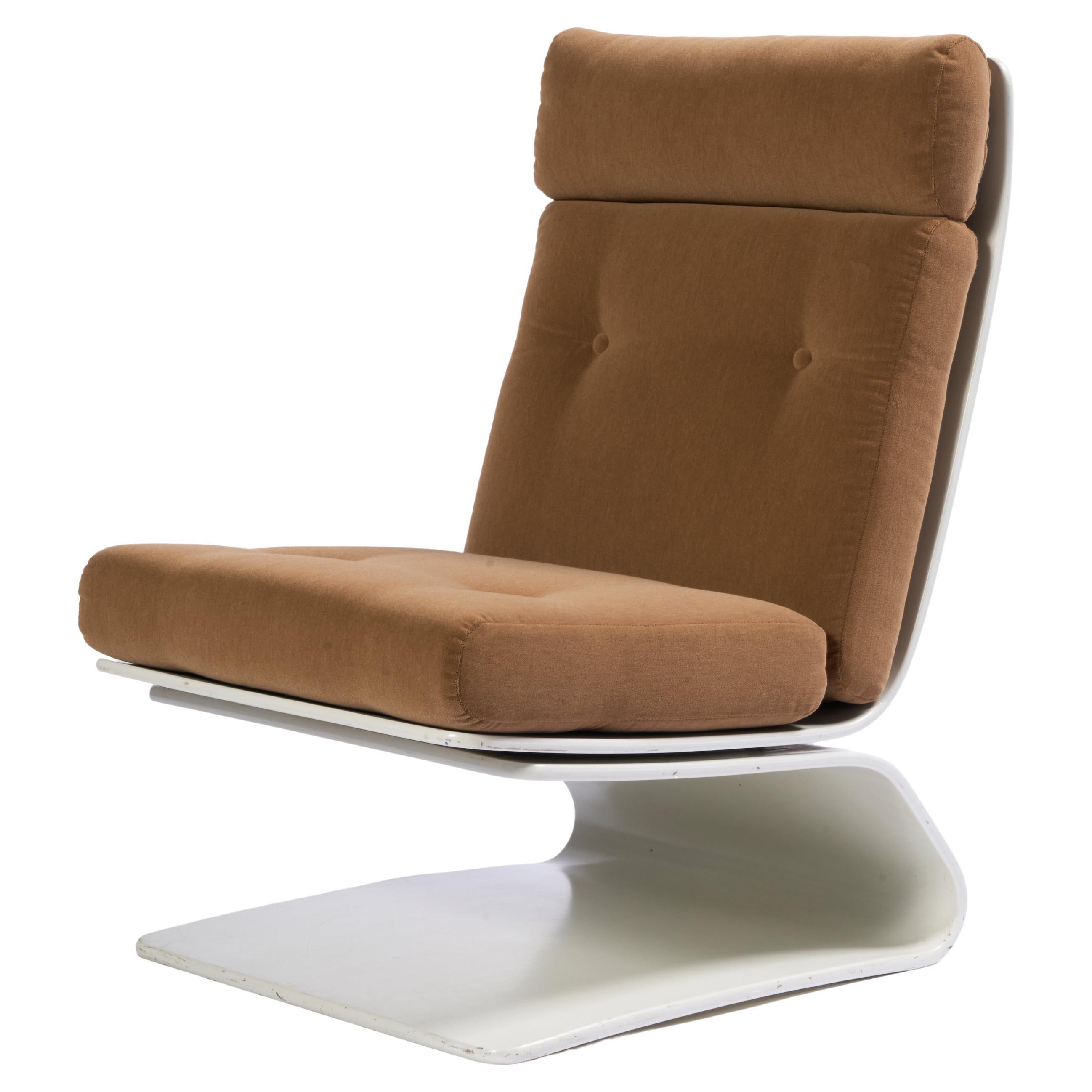 Skulpturaler COR Stuhl von Peter Ghyczy, geformtes Sperrholz, Mohair im Angebot