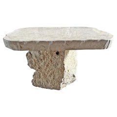 Sculptural Crema Marble Table, Modern Organic