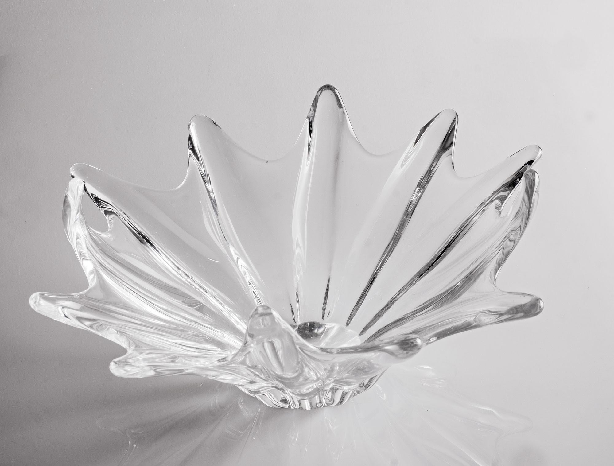 Splendid large sculptural crystal glass centerpiece by Daum France. 
Signed Daum France with the cross of Lorraine.