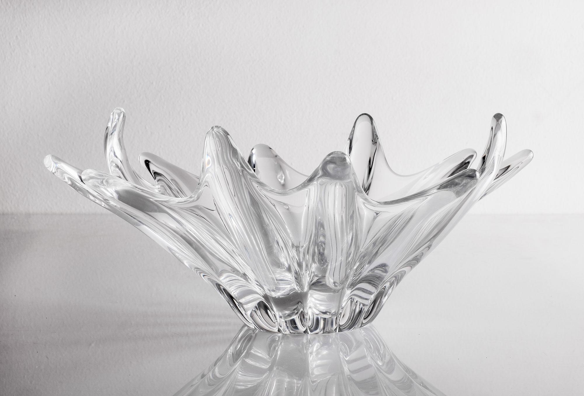 French Sculptural Crystal Glass Centerpiece from Daum France For Sale