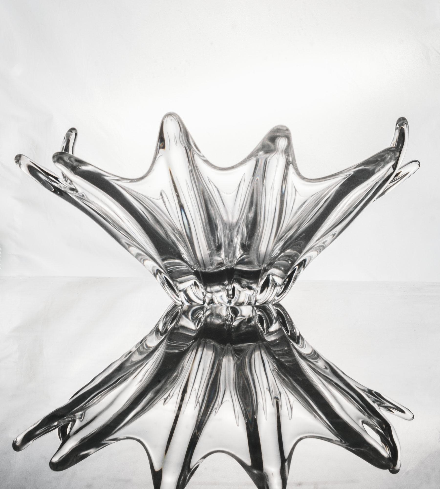 Hand-Crafted Sculptural Crystal Glass Centerpiece from Daum France For Sale