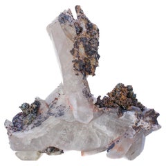 Sculptural Crystal Quartz Point Cluster with Copper Formations