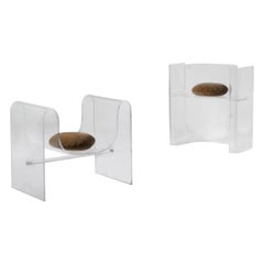 Sculptural curved chairs in Plexiglass by artist Esther Hess, France 1967