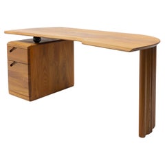 Sculptural Curved Desk in Elm Produced by Seltz, France 1980s