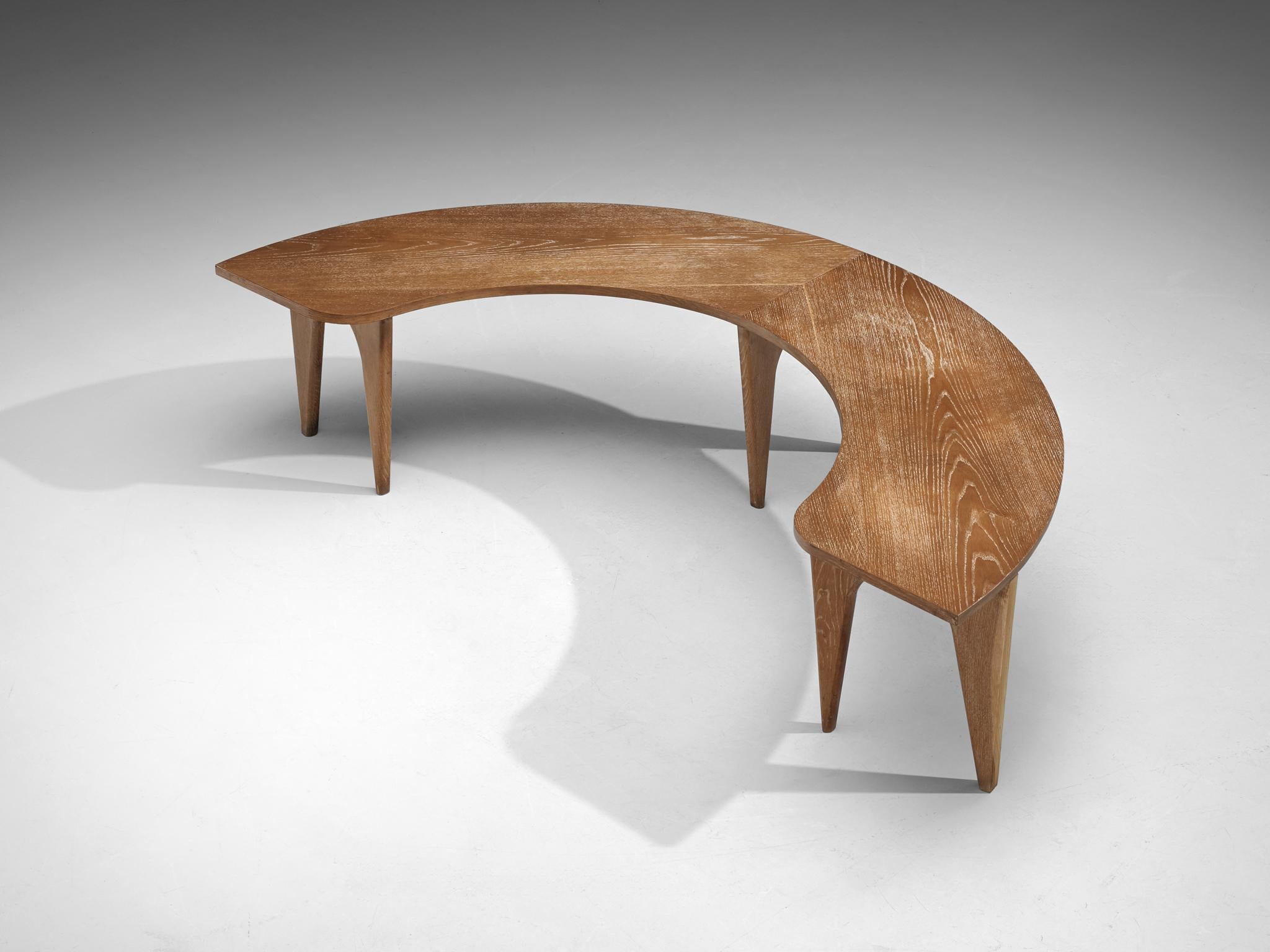 Sculptural Curved Display or Side Table in Cerused Oak For Sale 4