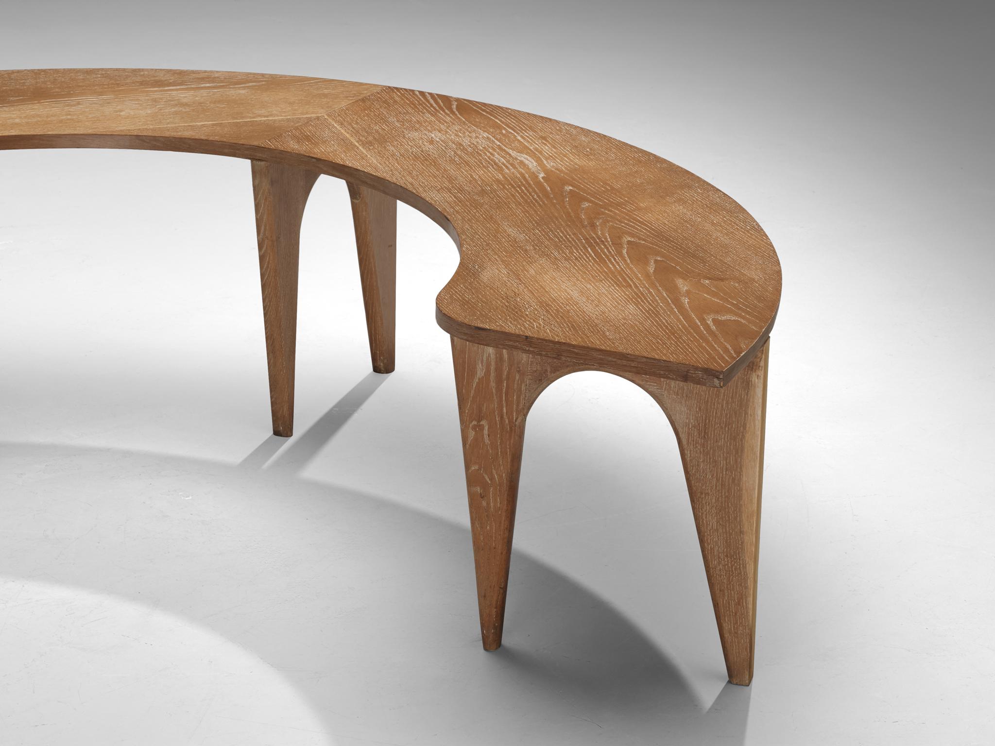 Sculptural Curved Display or Side Table in Cerused Oak For Sale 1
