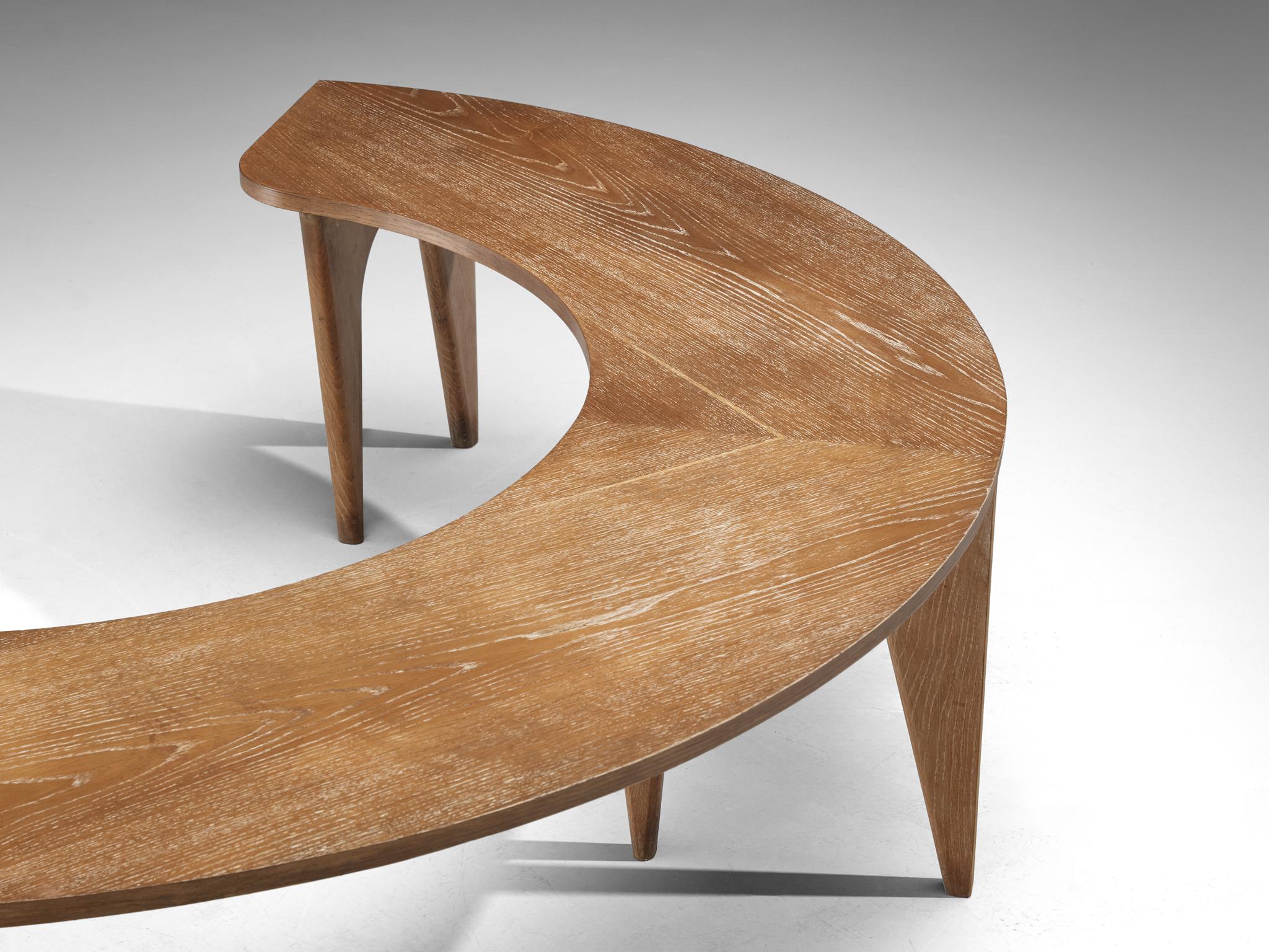 Sculptural Curved Display or Side Table in Cerused Oak For Sale 3