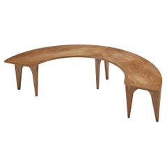 Sculptural Curved Display or Side Table in Cerused Oak 